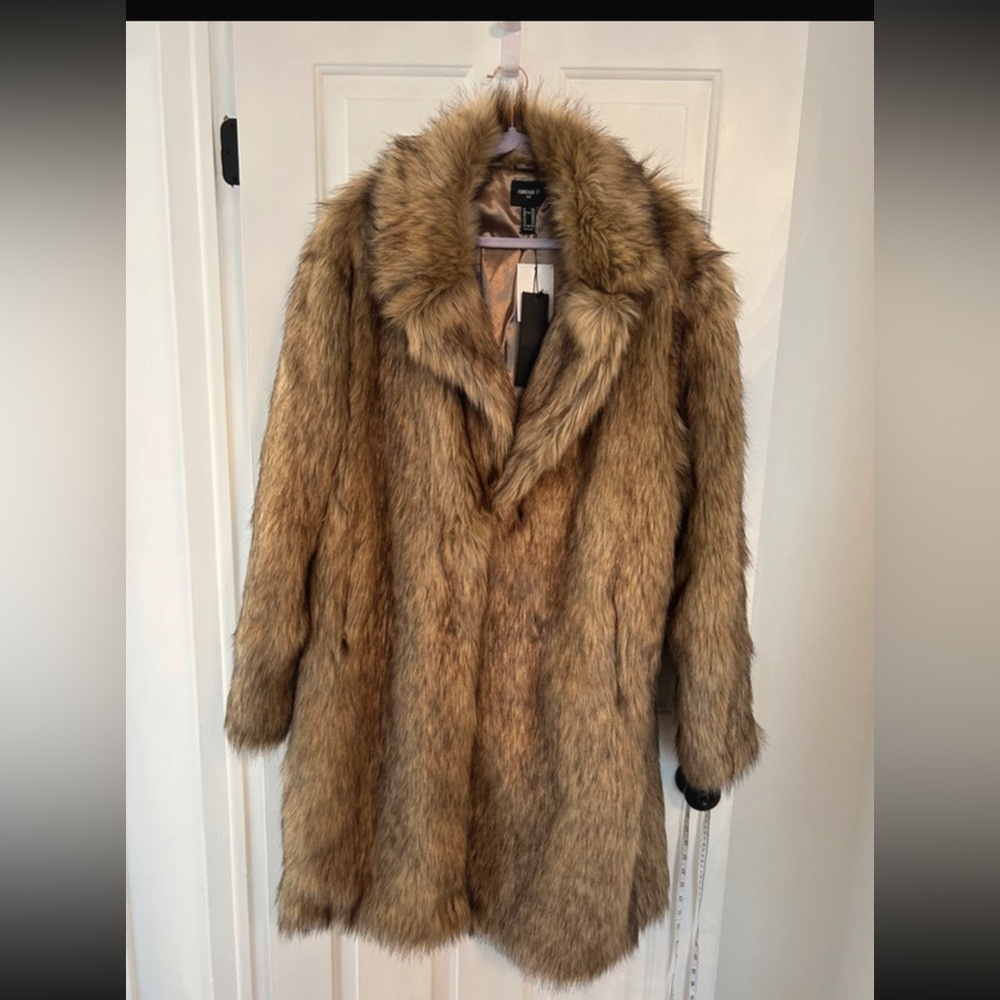 Forever 21 Brown Faux Fur Long Coat - Picture 6 of 7
